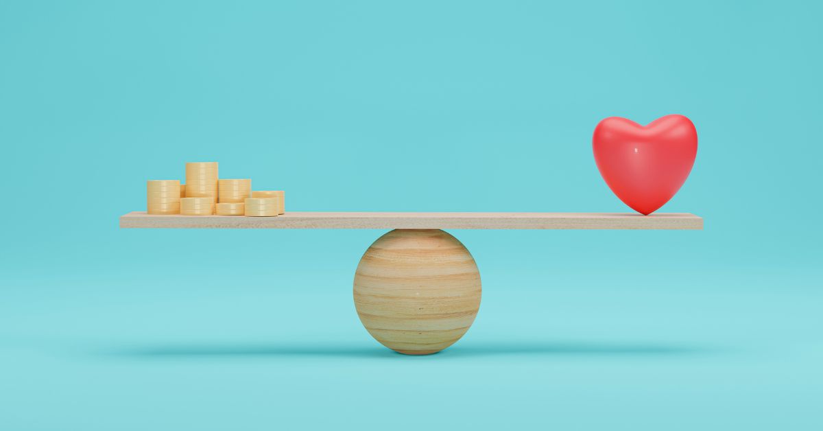 Balancing Love and Security_ Smart Financial Strategies for New Couples Over 501 - Mature Singles Finding Love Balancing love and money concept with heart and coins on wooden seesaw