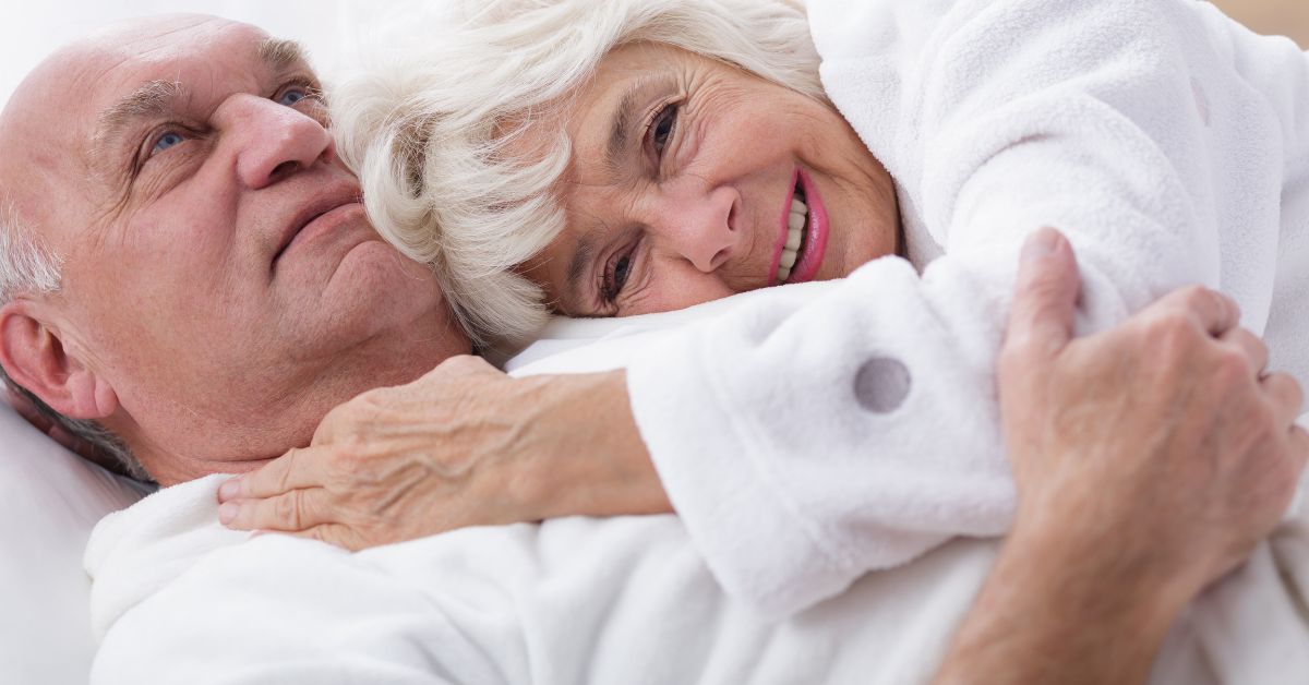 Sex After 60_ What You Need To Know - Mature Singles Finding Love Elderly couple enjoying a loving moment, showcasing intimacy and relationship wellness.