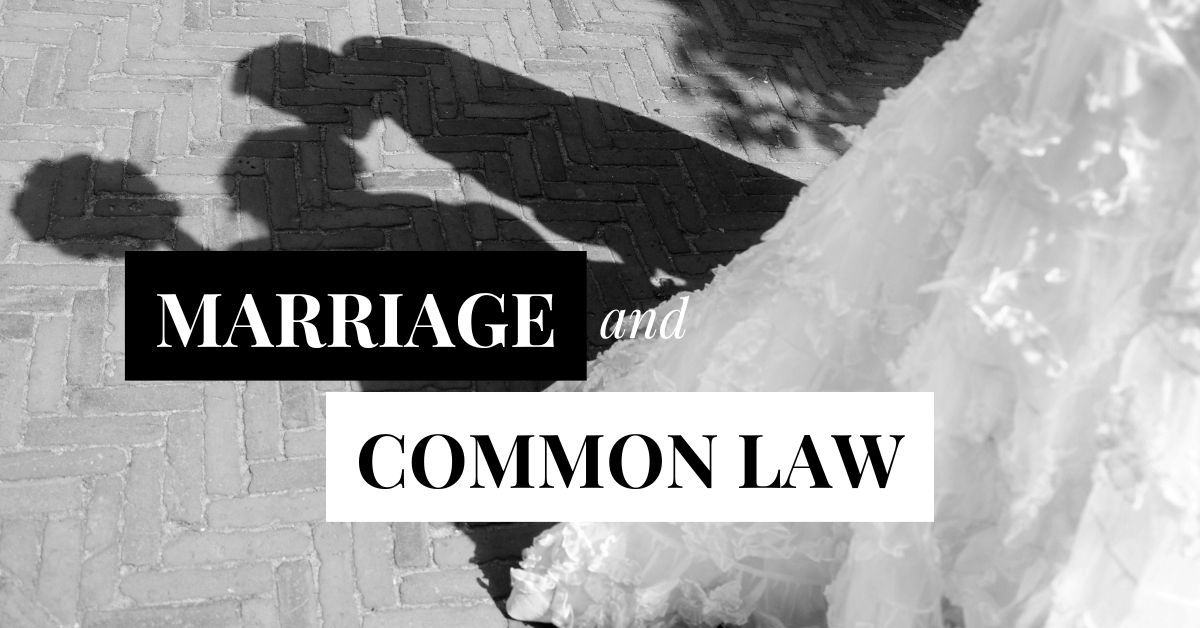 What Is The Difference Between Marriage And Common Law - Mature Singles Finding Love Black and white image of a couple on their wedding day symbolizing legal marriage, with “Marriage and Common Law” text overlay — ideal for content explaining the legal differences between marriage and common law partnerships.